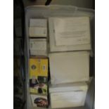 Box containing a quantity of Royal Mint silver proof and proof coin sets in original boxes with