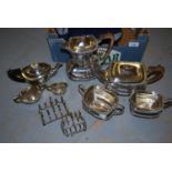 Bachelor silver plated teaset of half gadroon design, another four piece silver plated teaset with