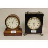 Small 19th Century cylindrical clock on stand with a single train pendulum movement together with