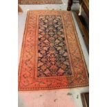 Hamadan rug with all-over Herati design on a blue ground with rose ground borders, 6ft 6ins x 3ft