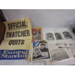 Miscellaneous ephemera to include: section of Evening Standard billboard sheets, Eagle Comic 3rd