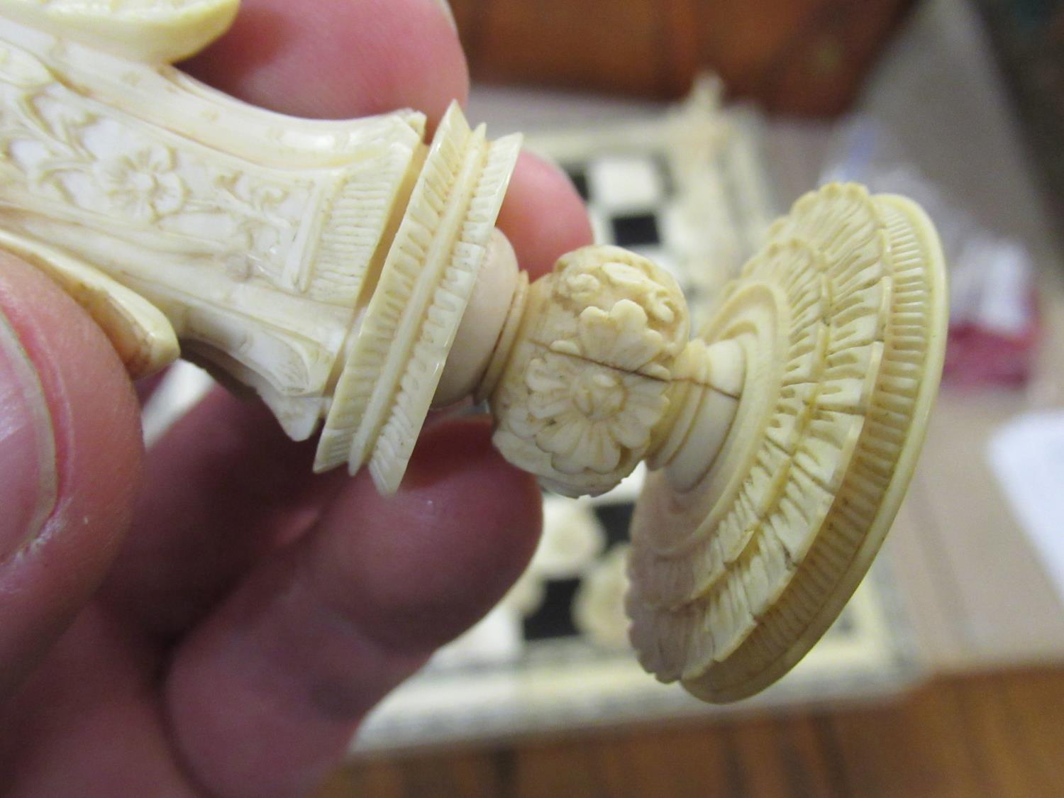 19th Century Vizagapatam ivory and horn folding chessboard / backgammon board, together with a - Image 19 of 29