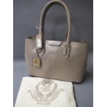 Lauren Ralph Lauren Tate Dome taupe leather satchel bag, complete with original dust cover