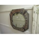 Early 20th Century silvered on copper octagonal framed mirror with circular bevelled plate, 24ins