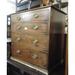 George III mahogany commode converted to two hinged doors, simulated as four drawers with oval brass