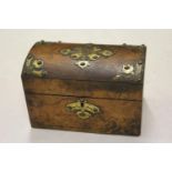 19th Century burr wood brass mounted dome top tea caddy (lacking interior) and five various other