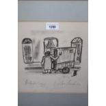 Alan Lowndes, print, ' The Organ Grinder ', signed and dated 1972 Artists Copy, an artists proof