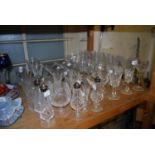 Suite of Waterford drinking glasses comprising ; seven champagne flutes, six hock glasses, eight