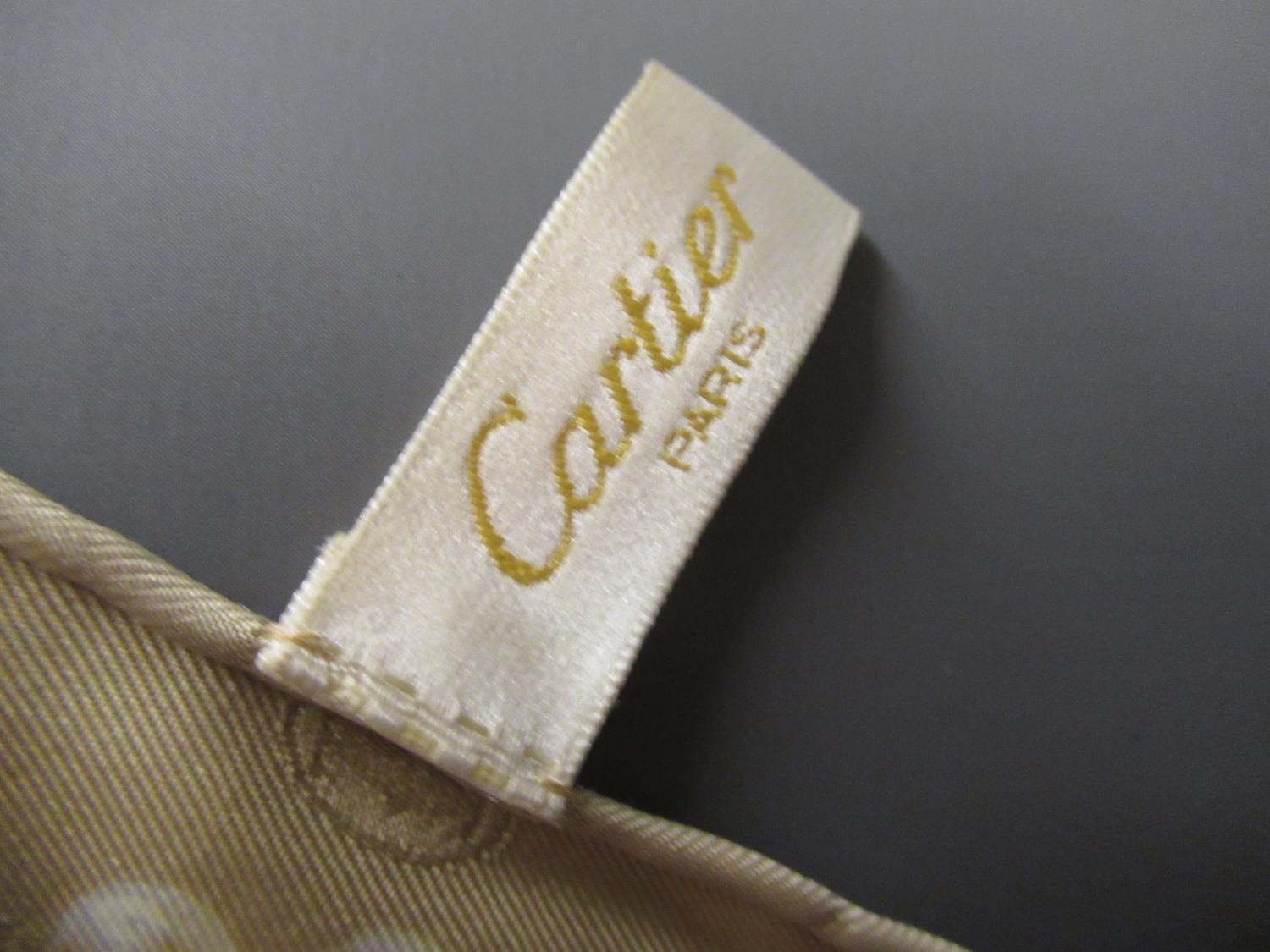 Cartier, ladies beige silk scarf, 86cms x 86cms, in original box with authenticity card Some stains - Image 2 of 3