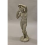 20th Century composite marble female nude bather figure, No. 908, 32ins high