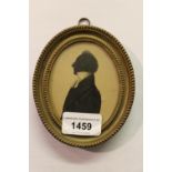 Two 19th Century black and white silhouette portraits of gentlemen, oval gilt framed