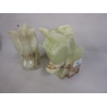 Pair of onyx bookends in the form of horses heads