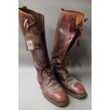 Pair of early 20th Century brown leather riding boots The sole heel to toe is 30.5cms Height of boot