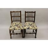 Matched set of eight 18th / 19th Century Lancashire spindle back dining chairs with rush seats on