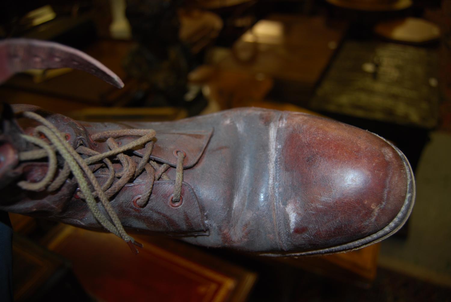 Pair of early 20th Century brown leather riding boots The sole heel to toe is 30.5cms Height of boot - Image 6 of 12