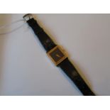 Bueche-Girod gentleman's 9ct gold cased wristwatch with black leather strap