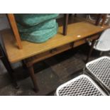 Early 20th Century oak rectangular kitchen table with two frieze drawers