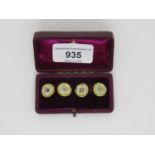 Pair of 18ct yellow gold mother of pearl cufflinks in a fitted case