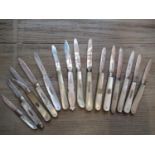 Collection of fifteen, mainly 19th Century silver bladed and mother of pearl handled fruit knives