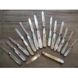 Collection of fifteen, mainly 19th Century silver bladed and mother of pearl fruit knives