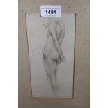 Pre Raphaelite style pencil drawing, figure study, indistinctly monogrammed, 7.5ins x 3.5ins