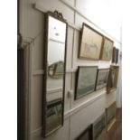 Rectangular gilt framed bevelled edge dressing mirror with bow surmount