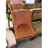 Pair of pink upholstered tub shaped side chairs