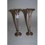 Pair of Birmingham silver flared rim vases