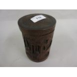 Late 19th / early 20th Century Chinese carved bamboo brush pot with cover