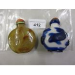Two Chinese hardstone snuff bottles