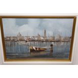 G. Borelli, small oil on board, view on the Venice canal, signed, 4.75ins x 6.75ins, gilt framed,