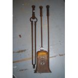 Set of three Victorian cast iron fire tools