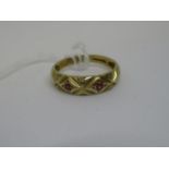 9ct Gold ruby and diamond gypsy set ring