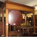 George III rectangular mahogany fold over card table on square chamfered supports