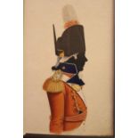 Late 18th or early 19th Century, watercolour, portrait silhouette of a military officer, housed in