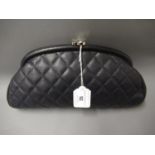 Chanel Caviar navy clutch bag with silver hardware Serial No. 18326186 Dark Navy No authenticity