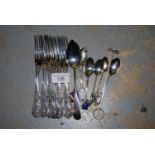 Set of six Victorian silver Shell pattern dessert forks, together with various silver tea and coffee