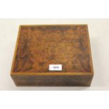 20th Century burr walnut cigar humidor box by Dunhill, 10.75ins wide See photos for condition