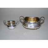 George III two handled silver sugar bowl, together with a later two handled silver sugar bowl