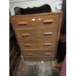 Art Deco oak chest of four long drawers on a plinth base