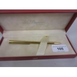 Dupont gold plated ballpoint pen with diamond inset clip (with box and papers)