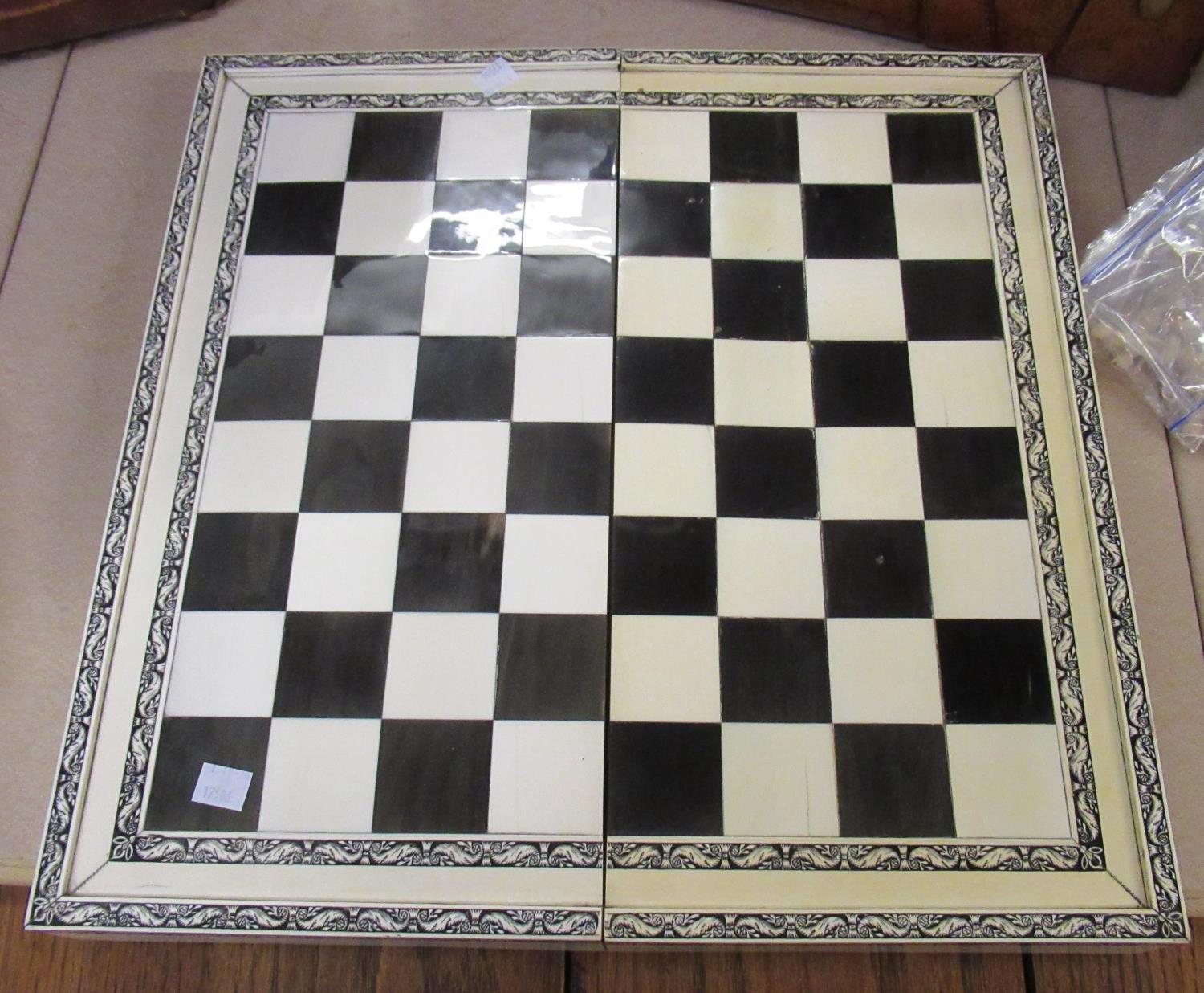 19th Century Vizagapatam ivory and horn folding chessboard / backgammon board, together with a - Image 7 of 29