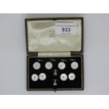 1920's Cased set of silver cufflinks with dress studs