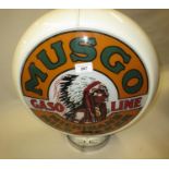 Reproduction 'Musgo Gaso Line' petrol pump globe/lampshade, 17ins high