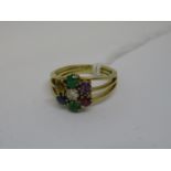 Yellow gold multi stone sentiment ring (Dearest)