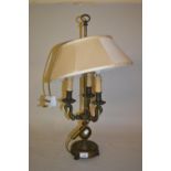 20th Century brass table lamp with cream shade (at fault)