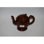 Copeland Caduggan teapot, decorated with a plain brown glaze, 6.25ins high