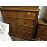 Victorian mahogany straight front chest of two short and three long drawers with knob handles, 47ins