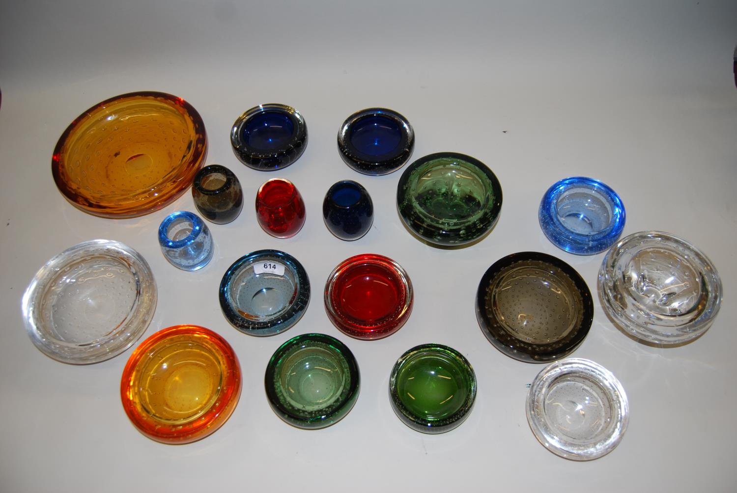 Collection of nineteen Whitefriars glass items including dish etc