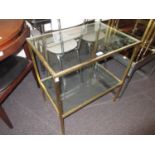 Mid 20th Century brass and glass two tier side table 61cm x 41cm x 69cm tall